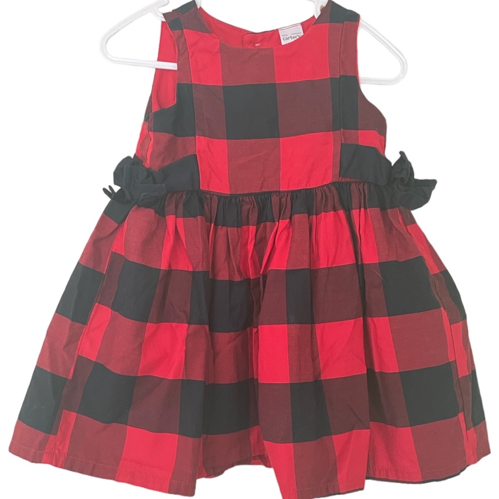 EUC Carter’s Plaid Dress Girls w Bowes 12 Months